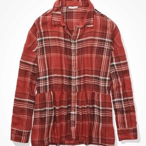 AE Red Babydoll Plaid Flannel